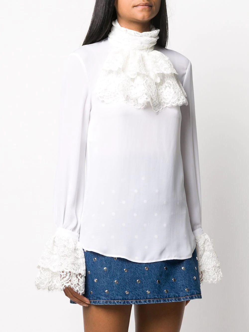 ruffled-collar silk blouse - 3