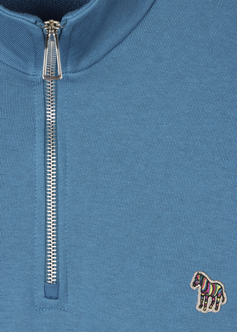 Paul Smith Blue Zebra Logo Zip-Neck Sweatshirt outlook