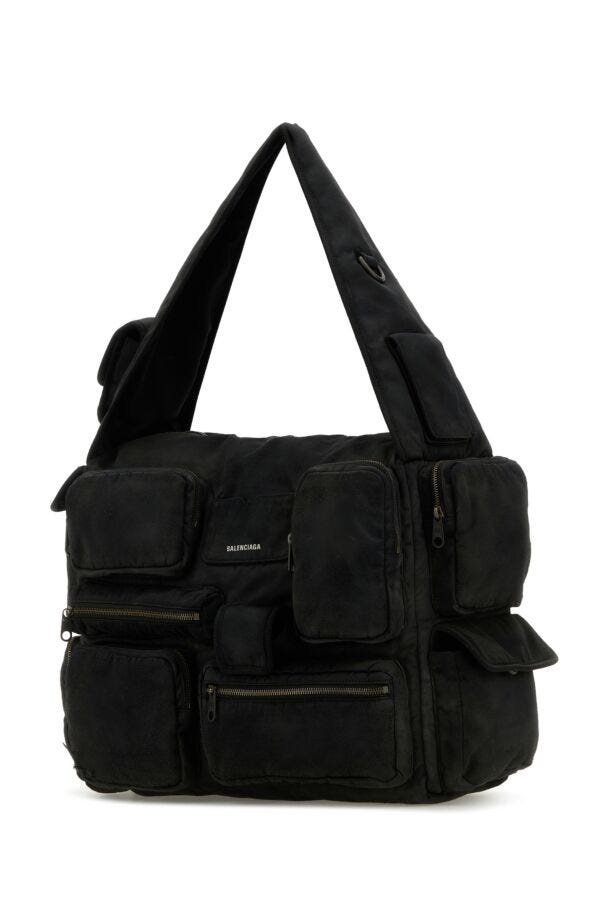 Charcoal canvas shoulder bag - 3