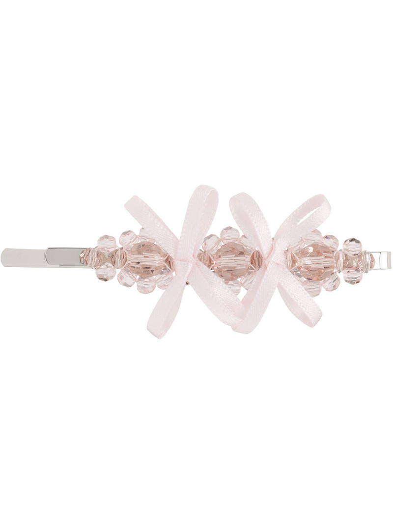 Pink Petite Bow Detail Flower Hair Clip 1