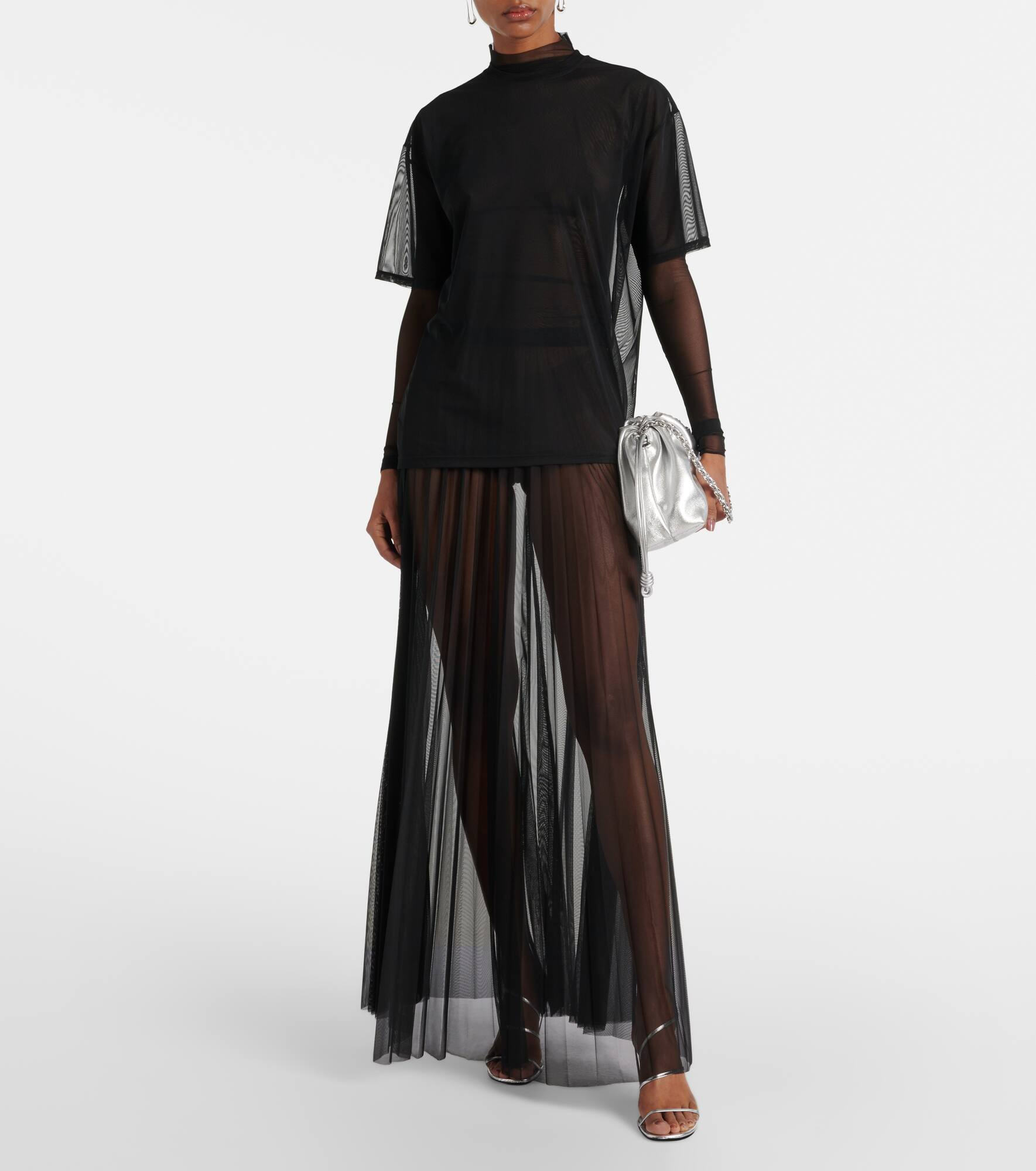 Vallen pleated mesh maxi skirt - 2