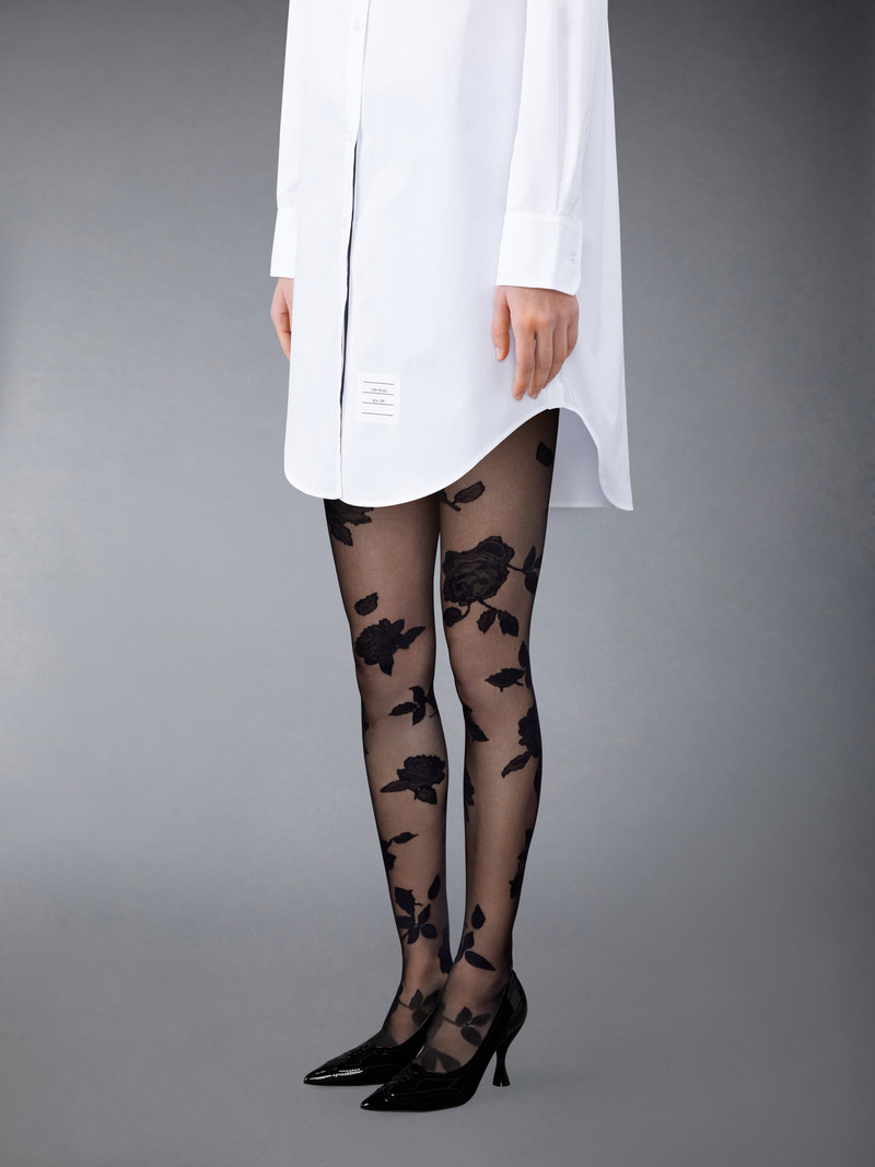 Thom Browne ROSE JACQUARD SHEER TIGHTS outlook