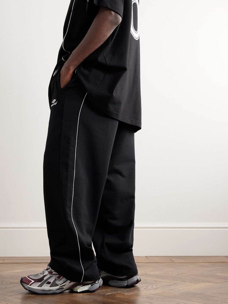 Wide-Leg Logo-Embroidered Cotton-Jersey Sweatpants 4