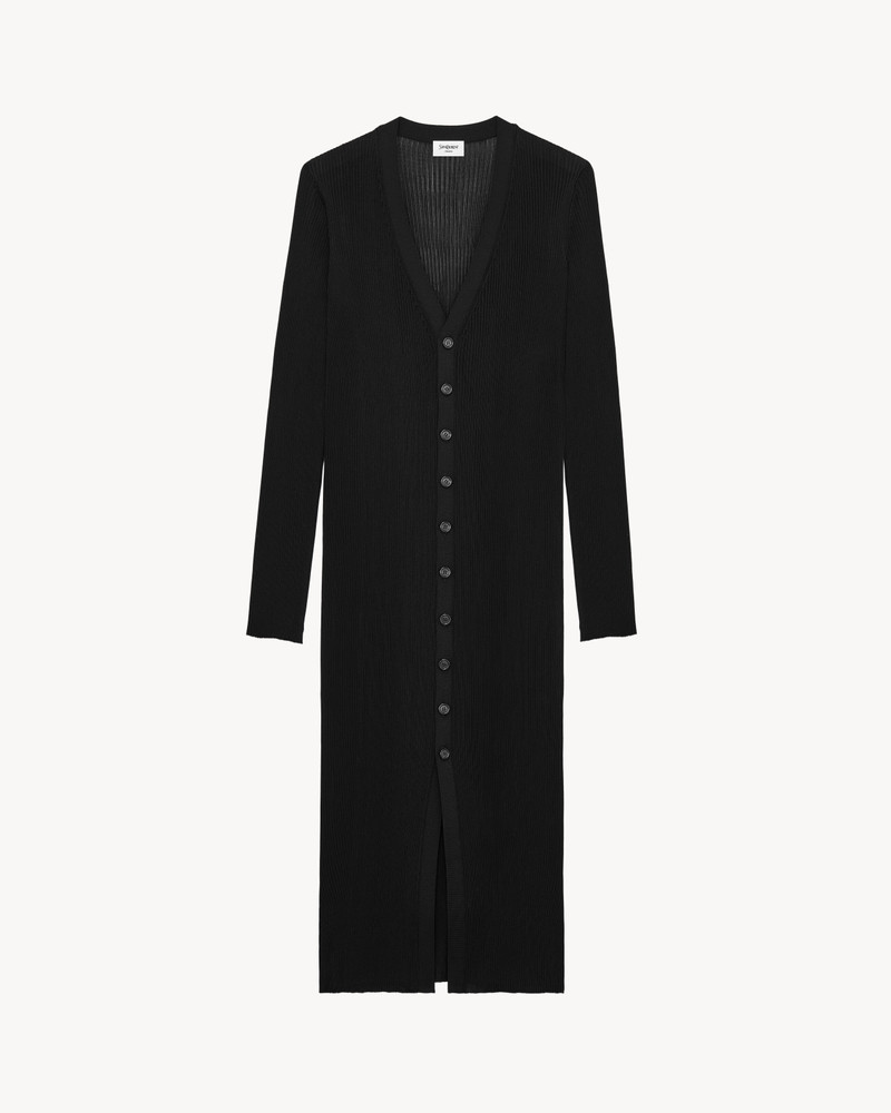 LONG CARDIGAN IN RIB-KNIT 1