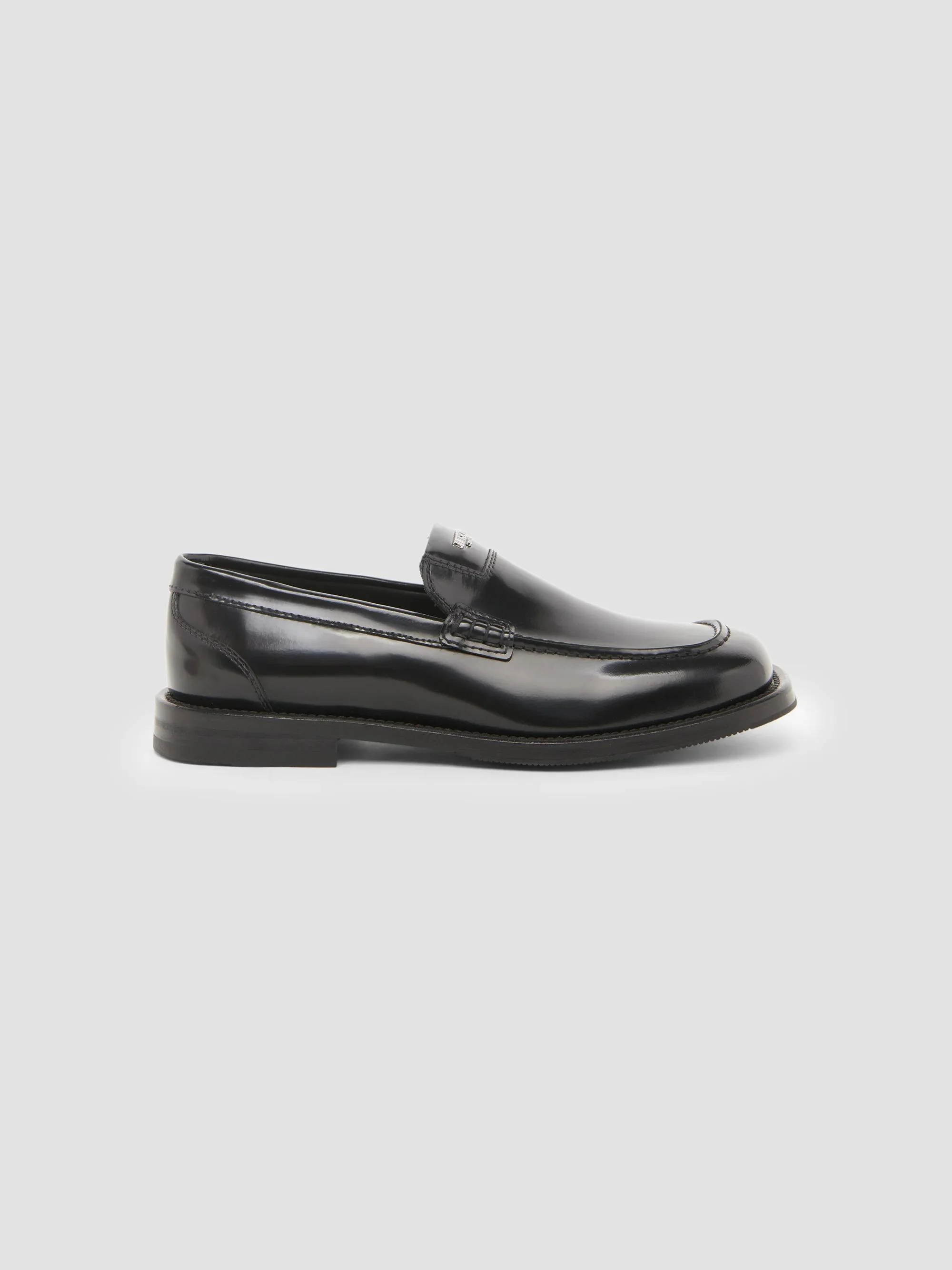 Men's Logo Leather Loafers - Black - 1