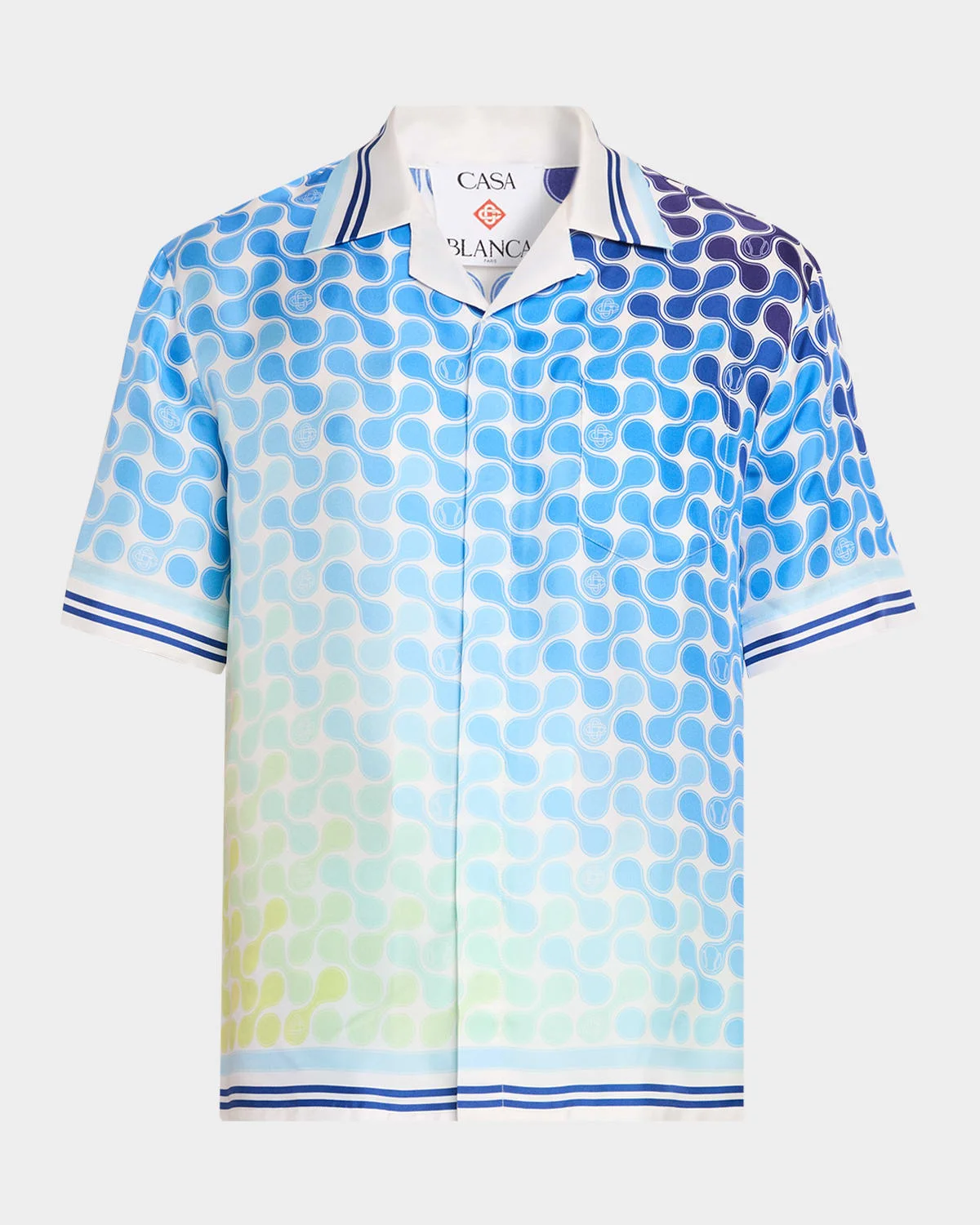 Men & apos;s Silk Gradient Tennis Tile Short-Sleeve Shirt - 1