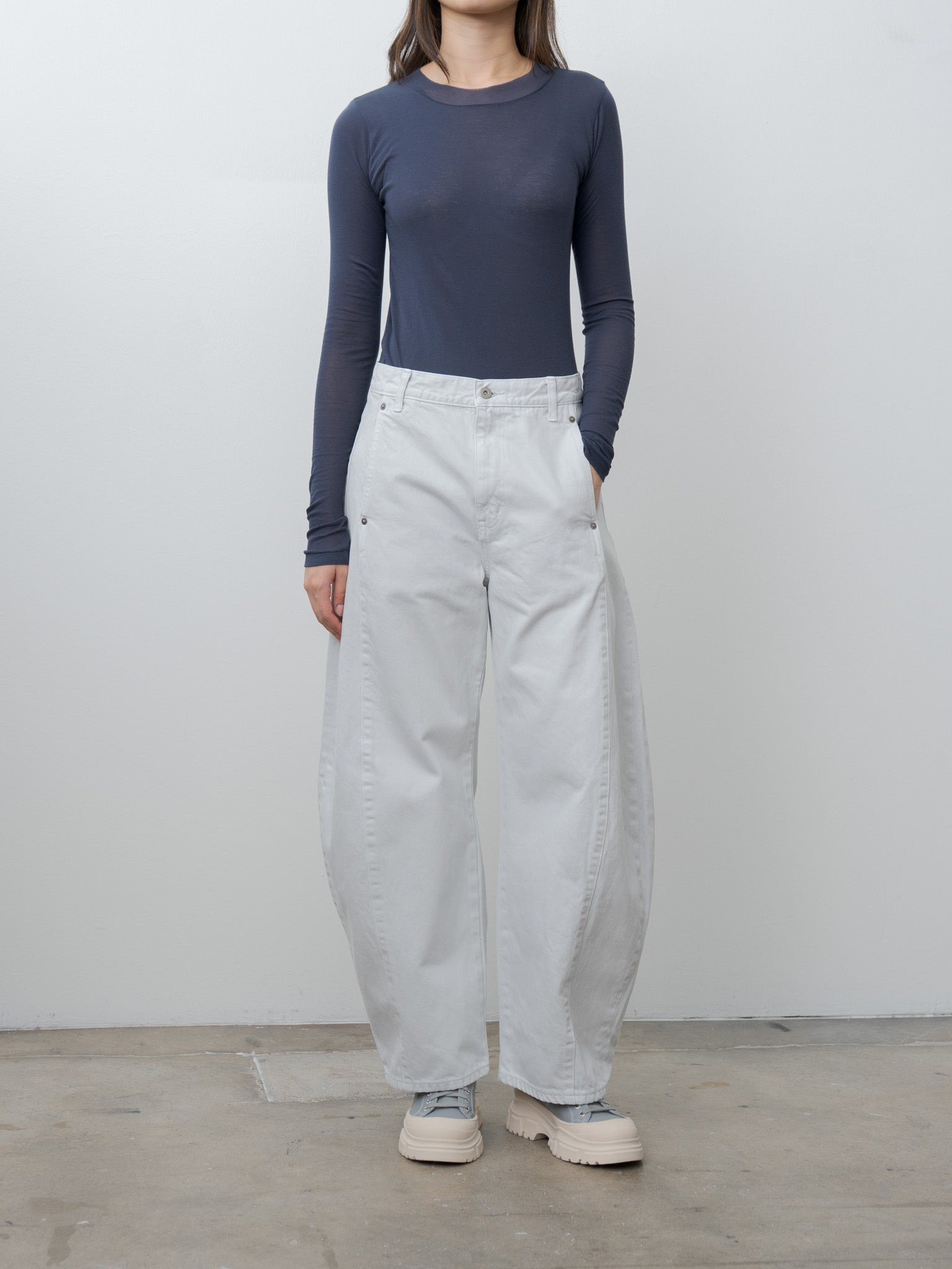Super High Gauge Sheer Rib L/S Tee - Navy - 5