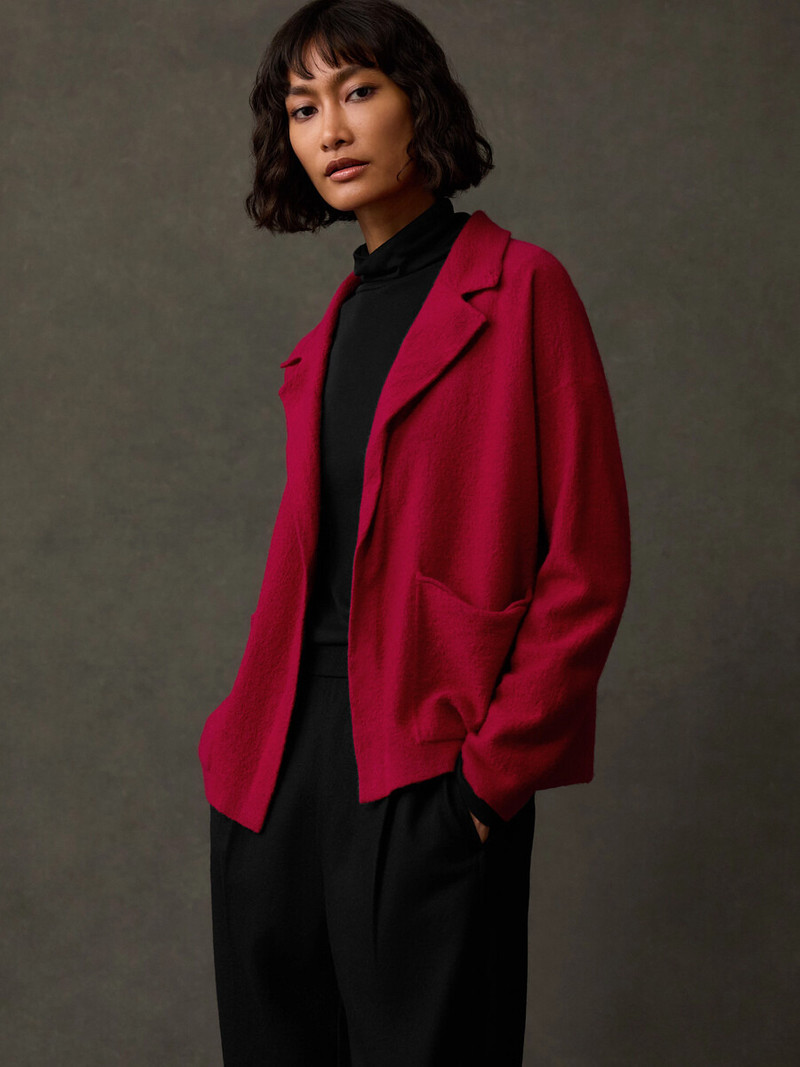 Fine Felted Wool Notch Collar Cardigan in Regenerative Wool 6