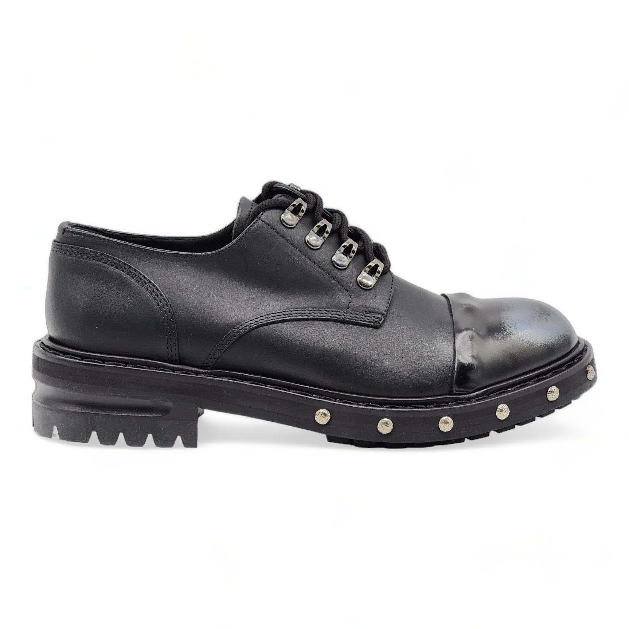 Alexander McQueen Hobnail Derby Shoes - Leather - Black - 2