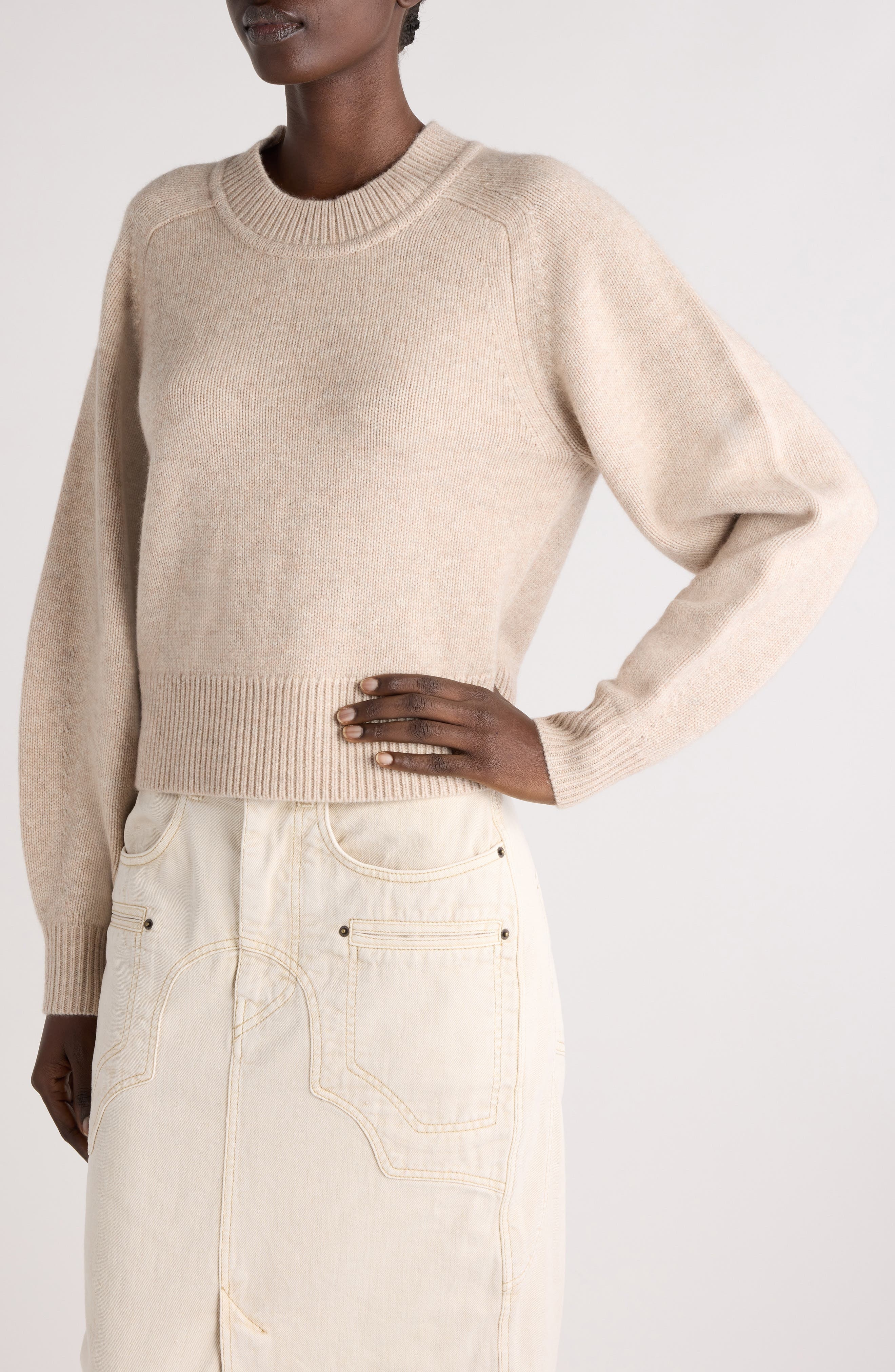 Isabel Marant Leandra Merino Wool & Cashmere Sweater in Light Beige at Nordstrom - 5