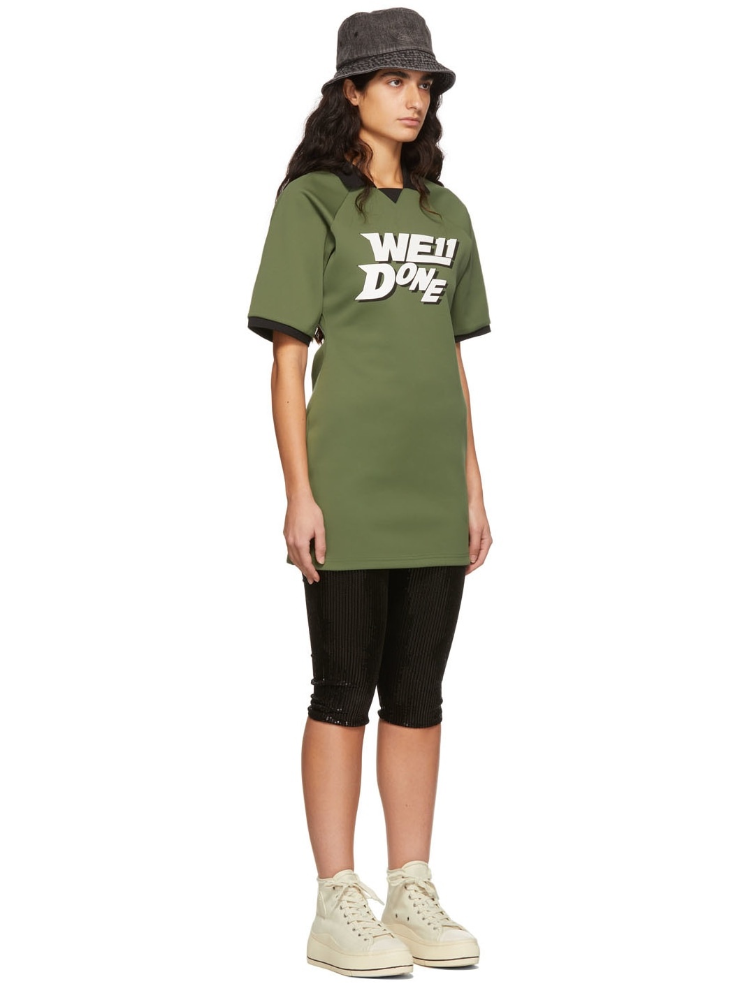 Green Polyester Raglan Mini Dress - 2