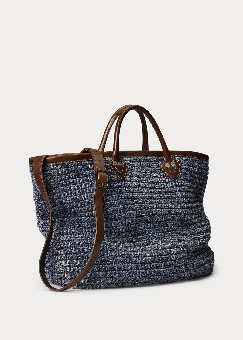 RRL by Ralph Lauren Leather-Trim Handwoven Indigo Tote outlook