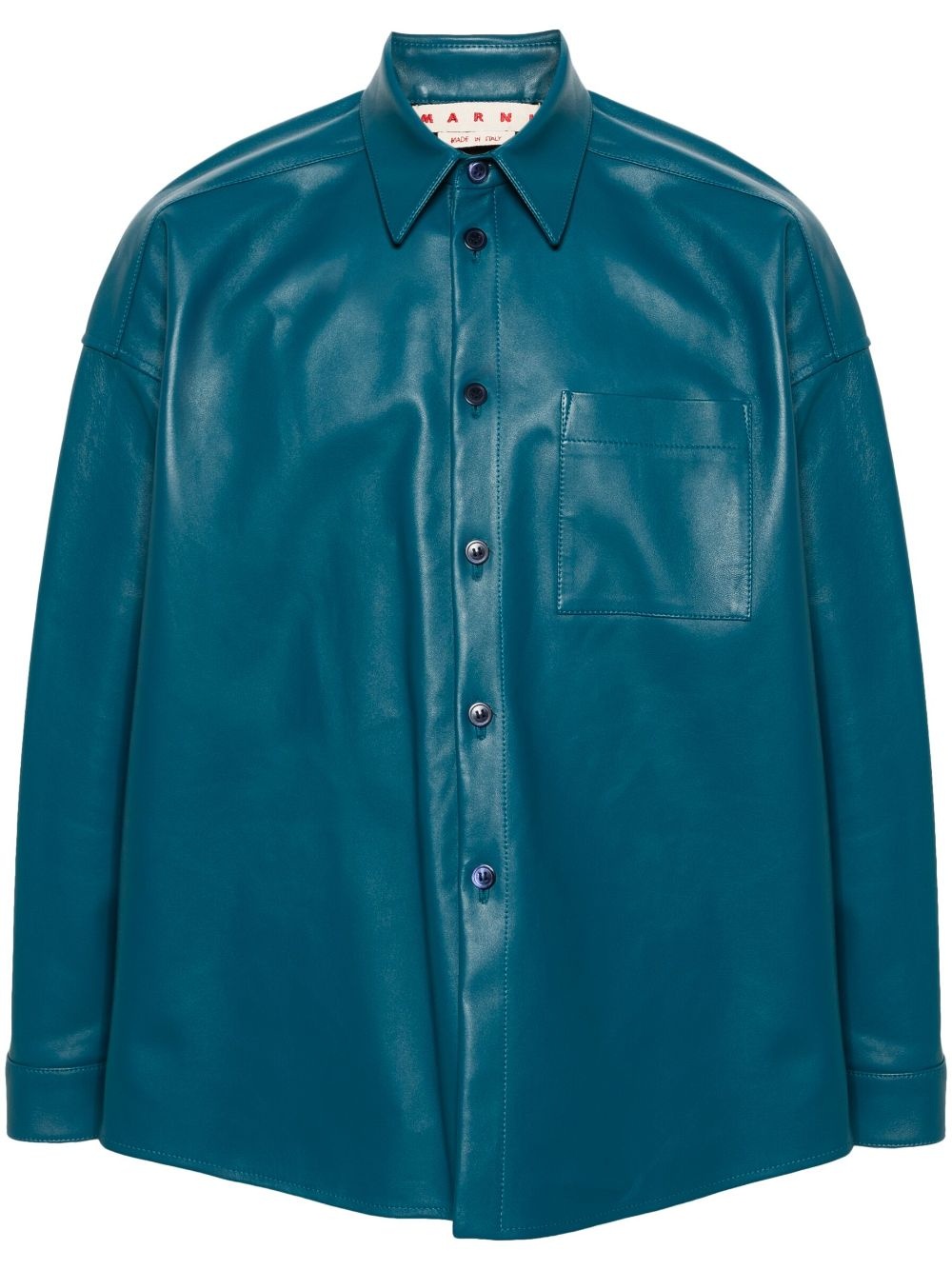 long-sleeve leather shirt - 1