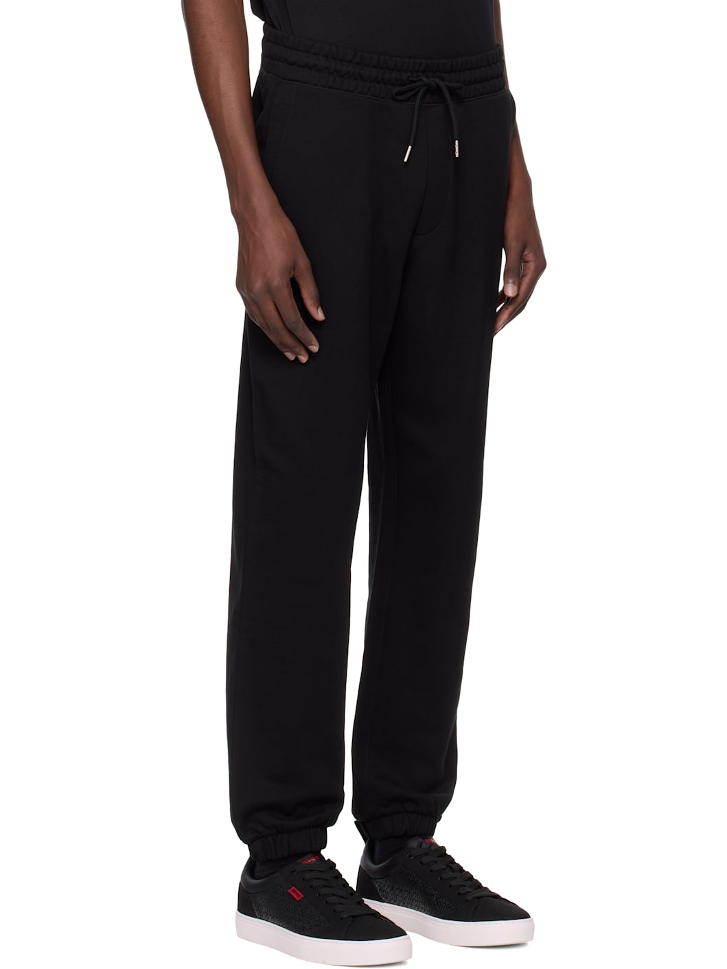 Black Cotton Terry Split Logo Sweatpants - 2