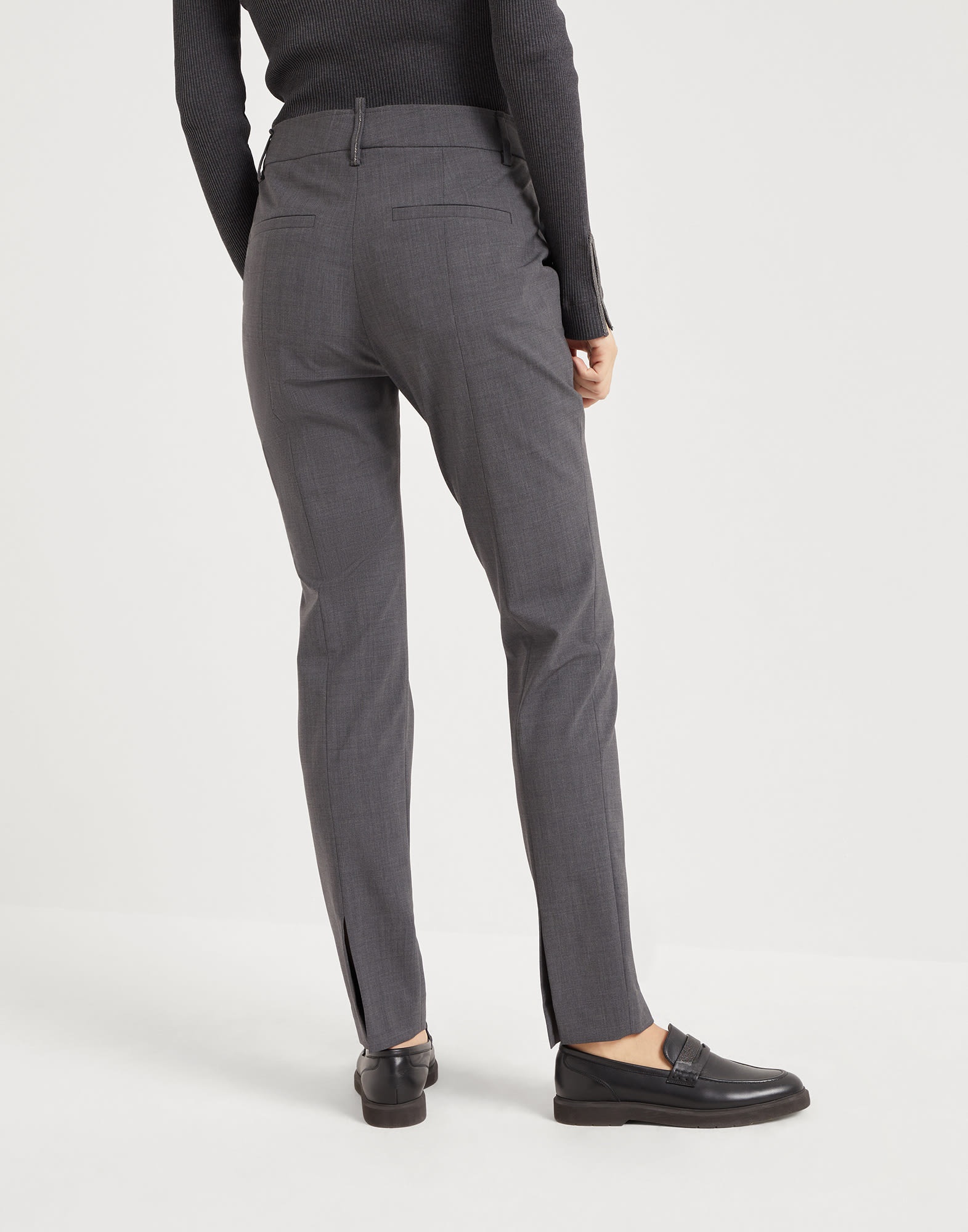 Tropical luxury wool cigarette trousers with monili - 2