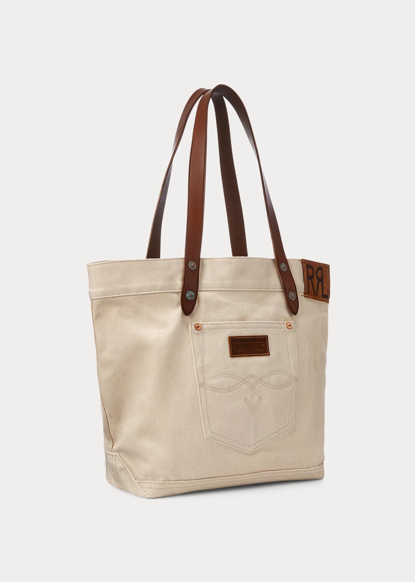 Leather-Trim Twill Tote - 2