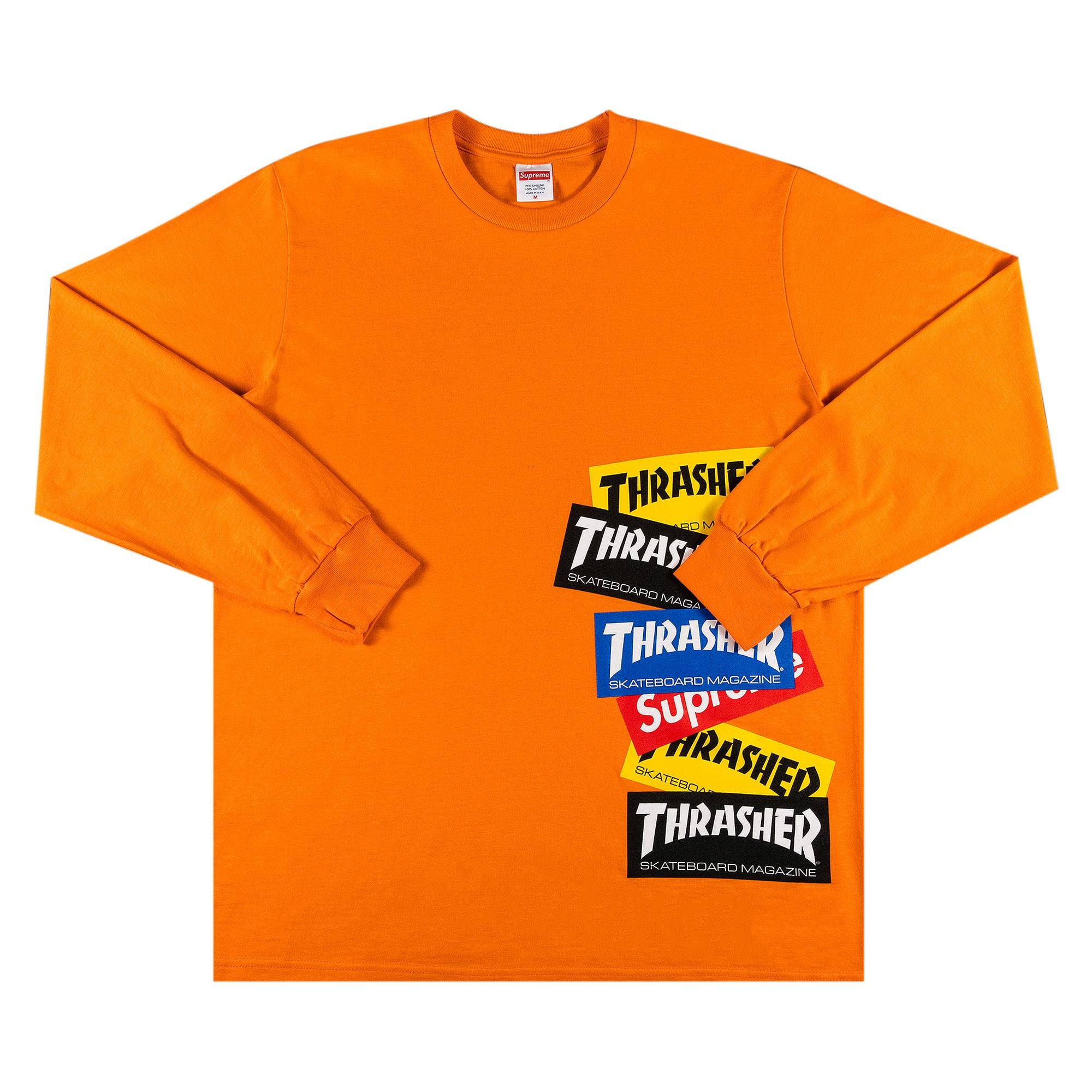 Supreme x Thrasher Multi Logo Long-Sleeve Tee 'Orange' - 1