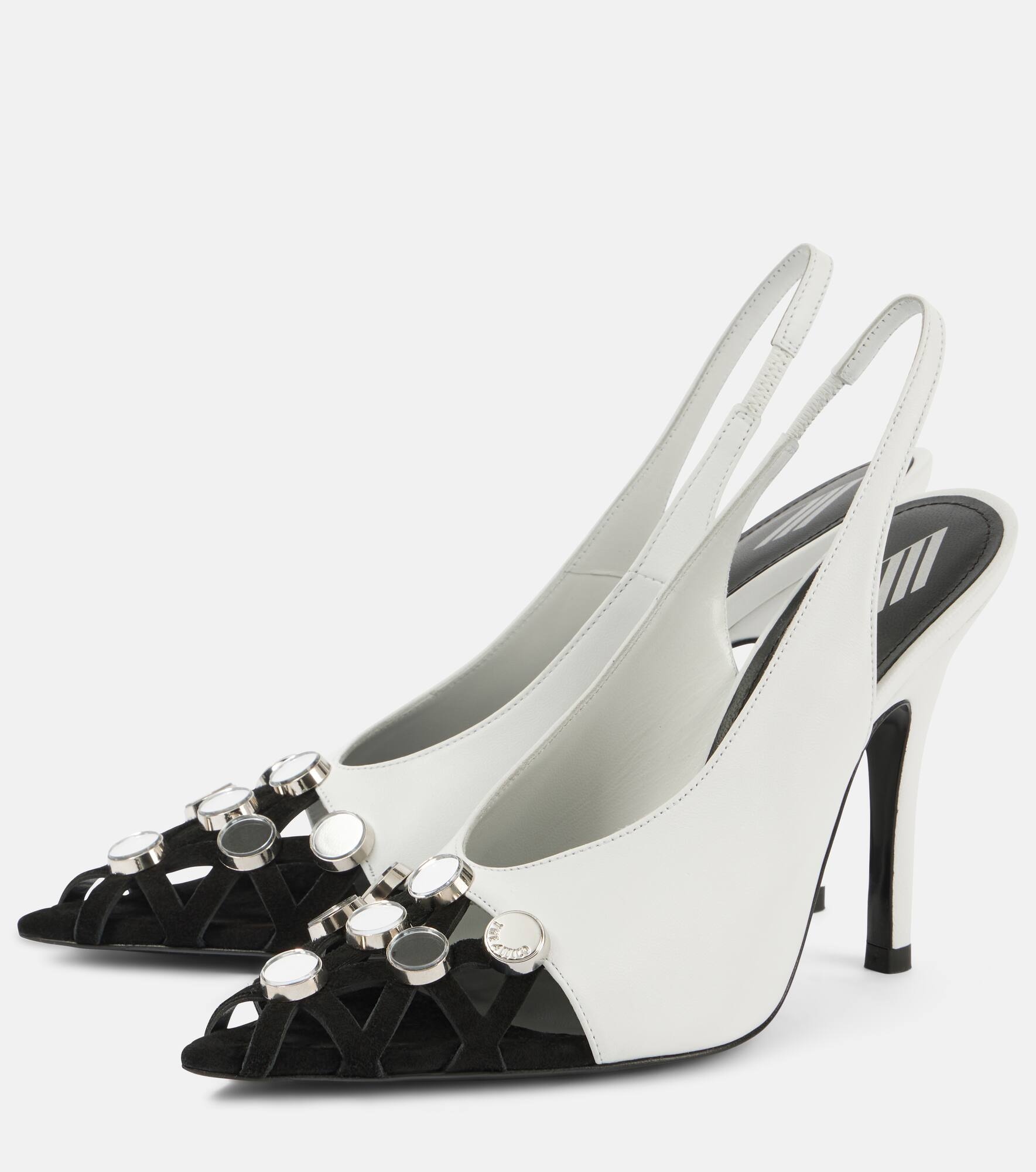 Fiona embellished leather slingback pumps - 5