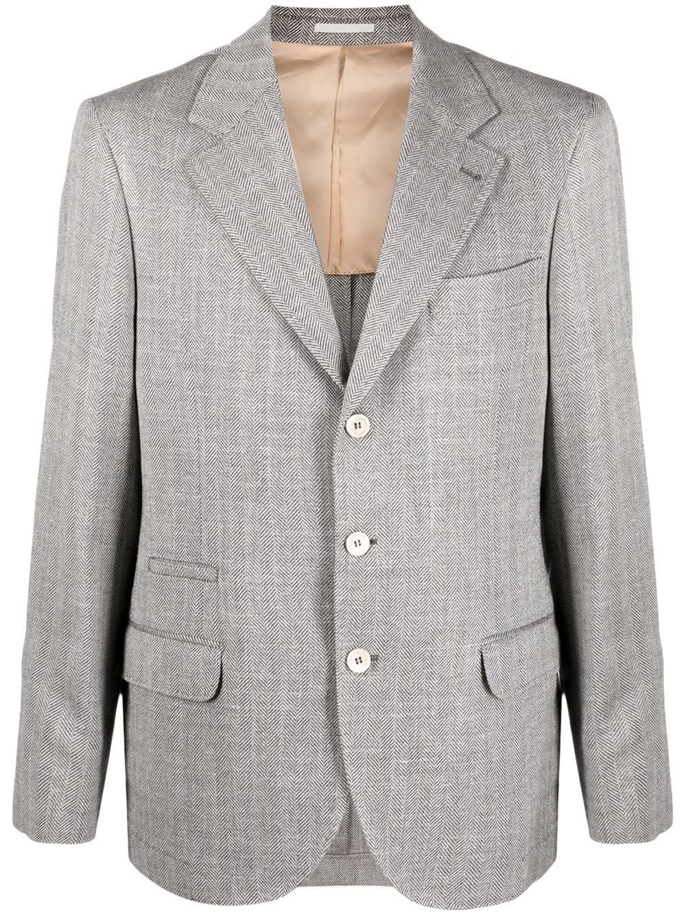 herringbone wool blazer - 1