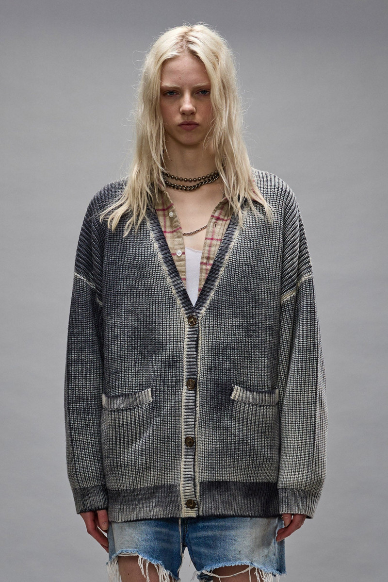 OVERSIZED CARDIGAN - DISTRESSED BLACK 5