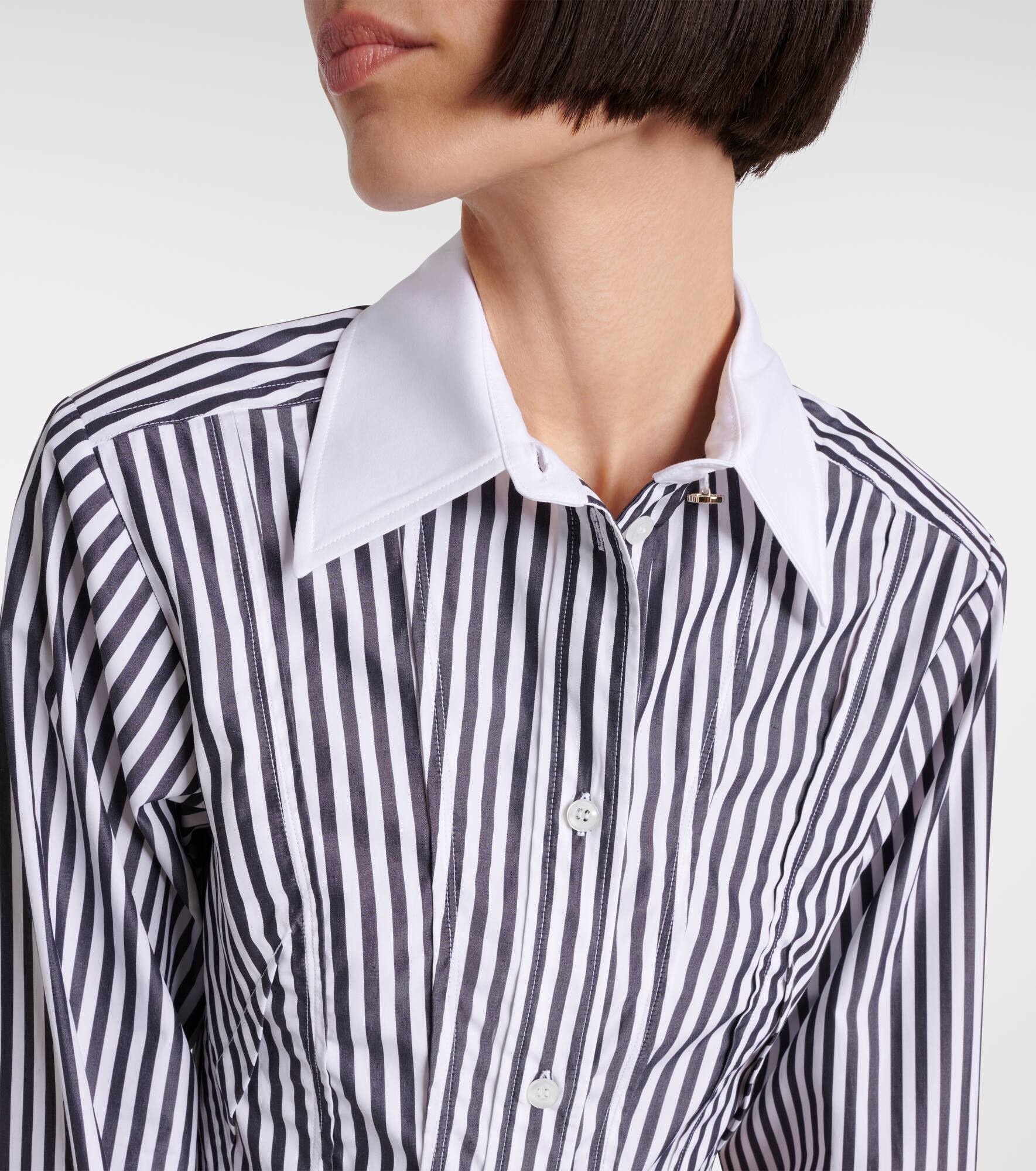 Cropped striped cotton poplin shirt - 4