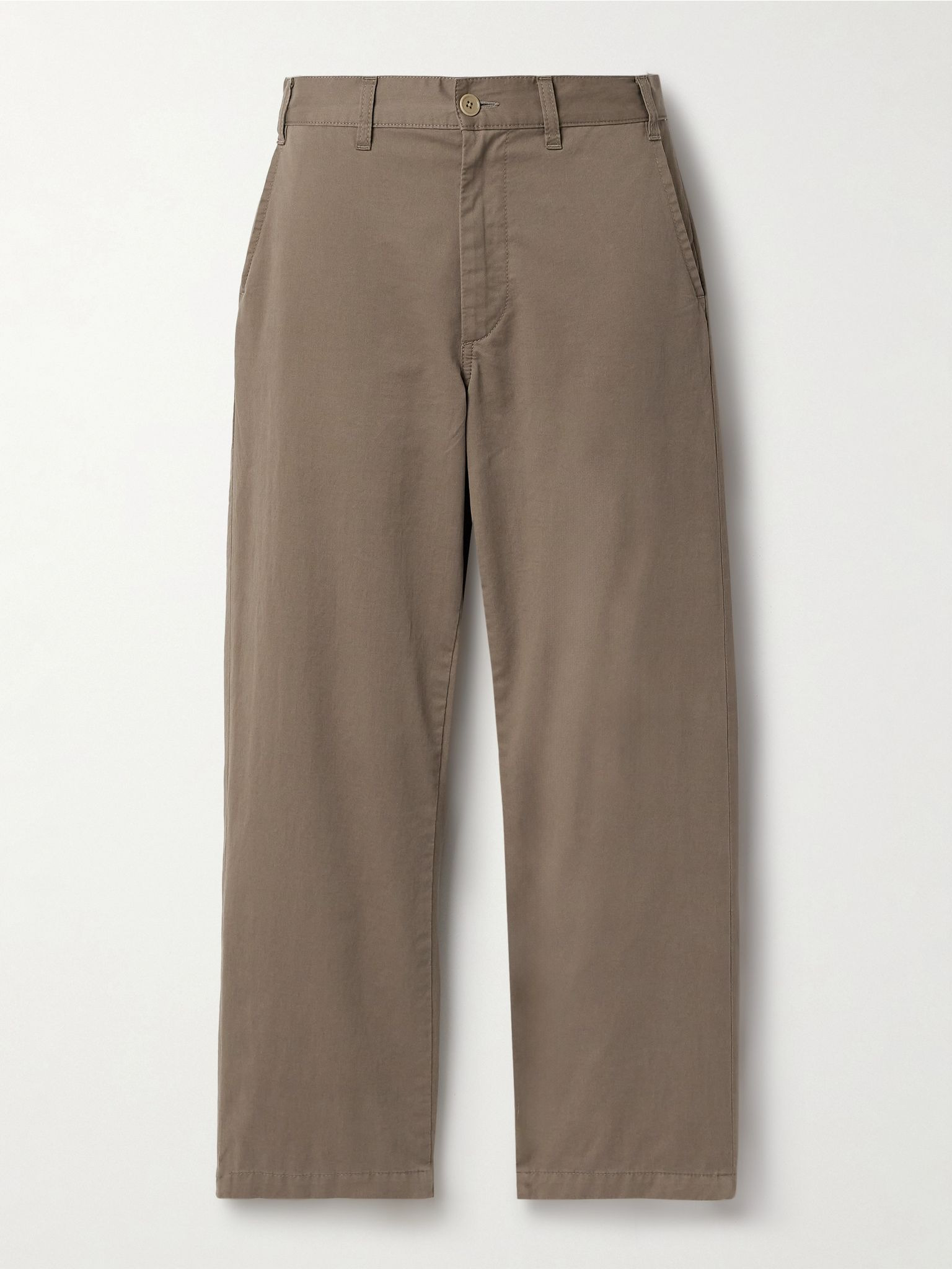 Zalenka cropped cotton and cashmere-blend twill straight-leg pants Taupe - 1