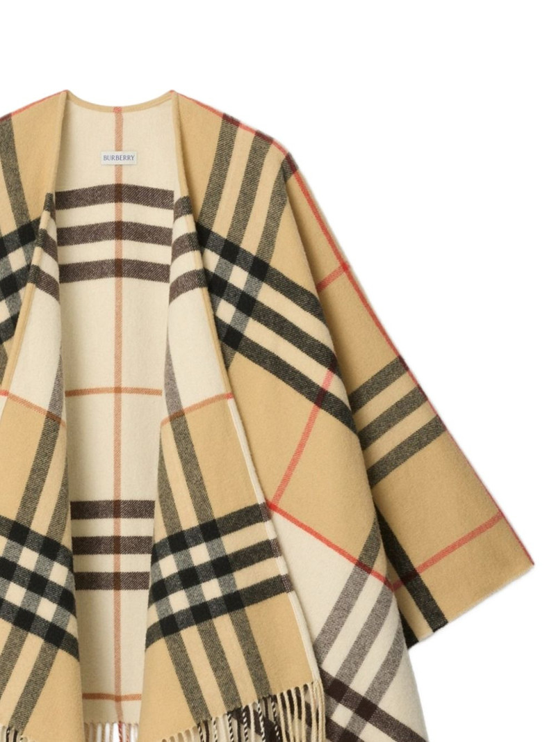 Burberry checked fringed cape outlook