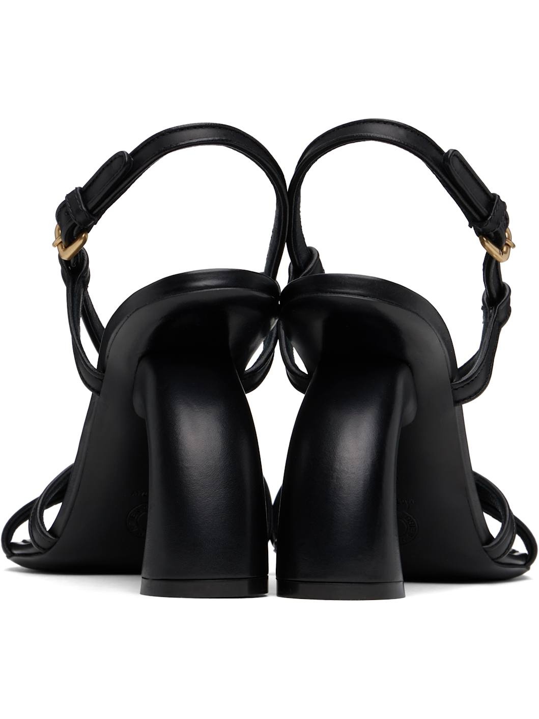 Black Leather Heeled Sandals - 2