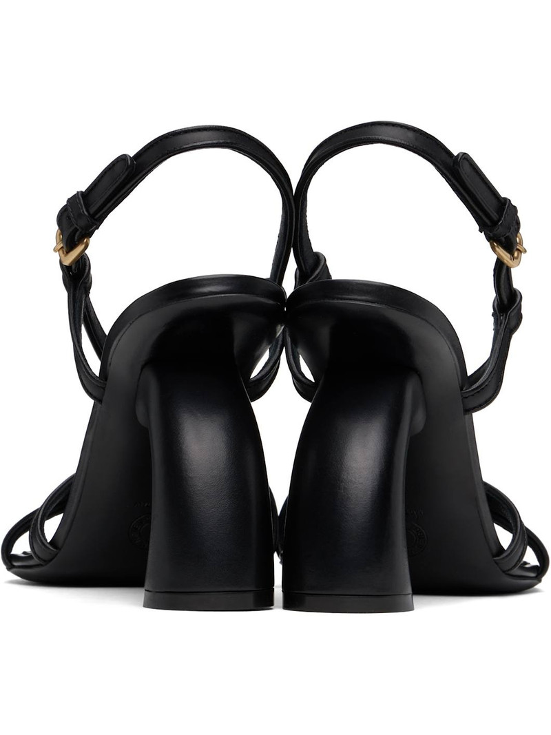 Black Leather Heeled Sandals 2