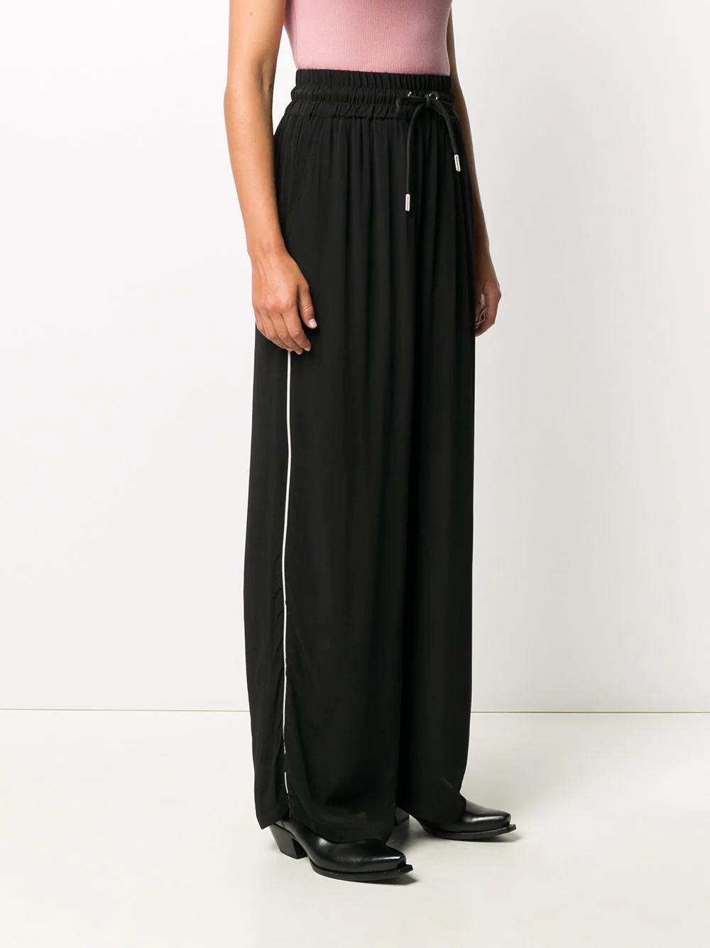 drawstring wide-leg trousers - 3