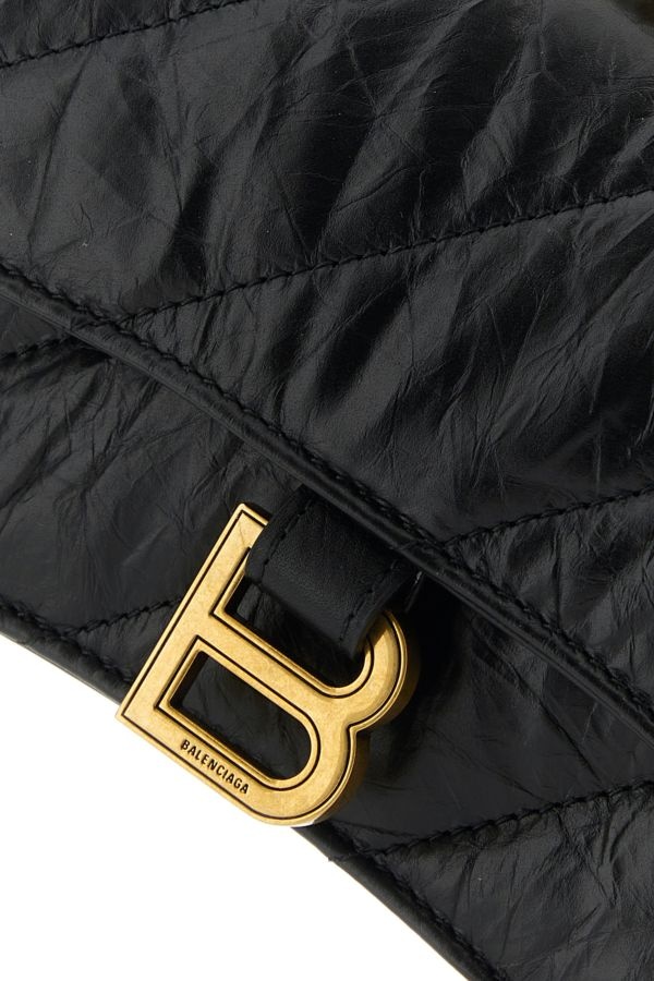 BALENCIAGA Black leather Crush XS shoulder bag