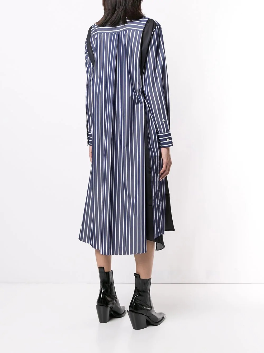 contrast-panel shirt dress - 4