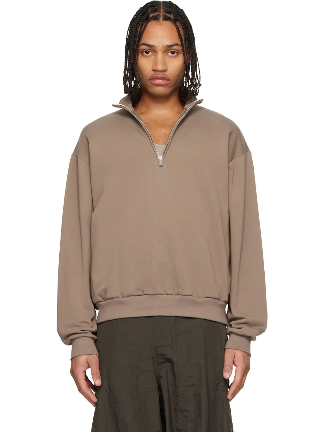 Brown Half-Zip Sweatshirt - 1