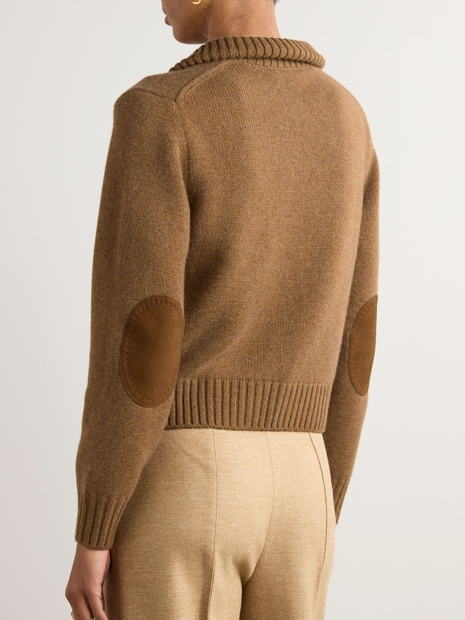 Parksville suede-trimmed cashmere cardigan Camel - 3