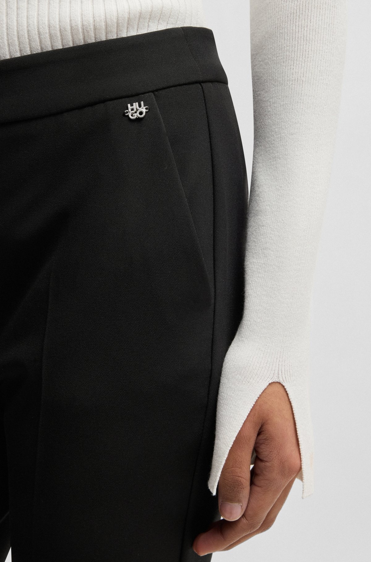 SLIM-FIT TROUSERS IN STRETCH FABRIC WITH LOGO RIVET - 5