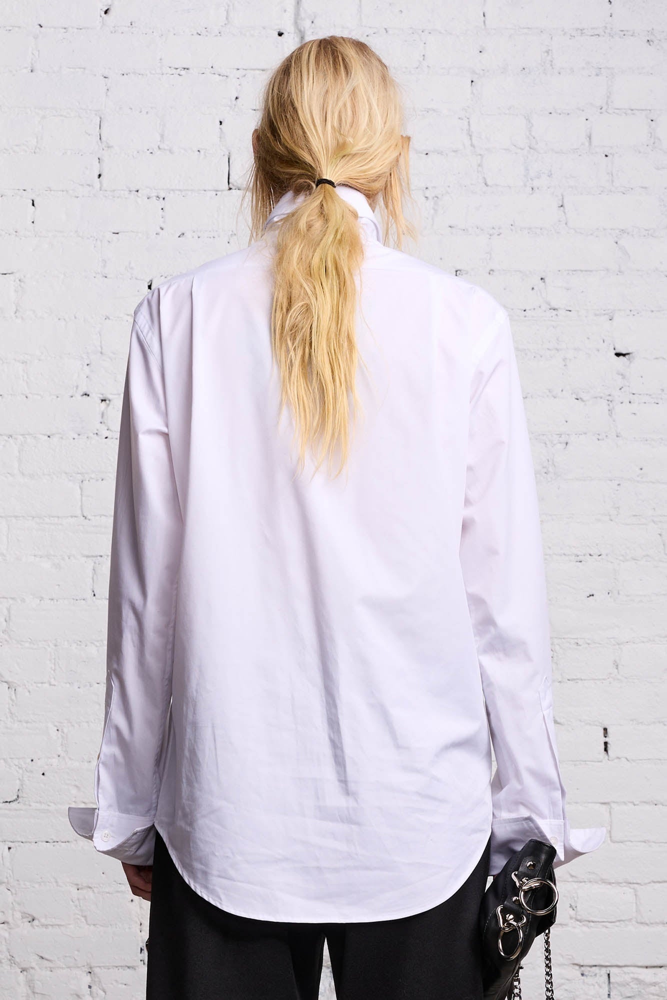 HIGH COLLAR BUTTON-UP - WHITE - 3