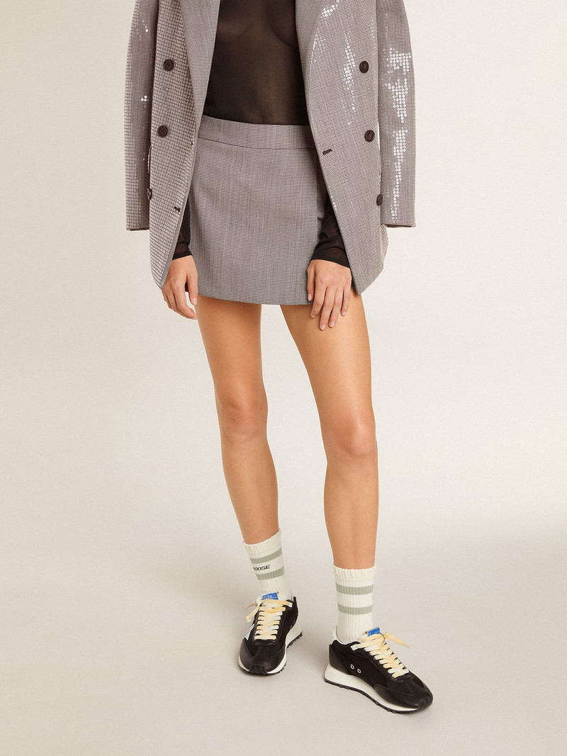 Golden Goose Women's gray mini shorts in houndstooth wool outlook