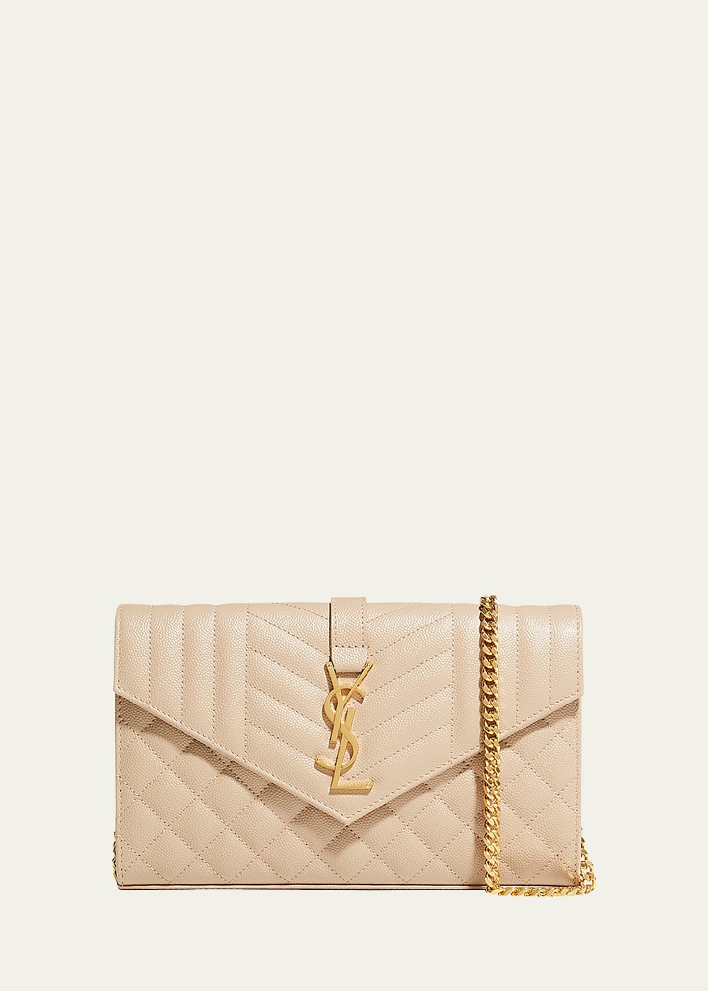 YSL Tri-Quilted Wallet on Chain - 1