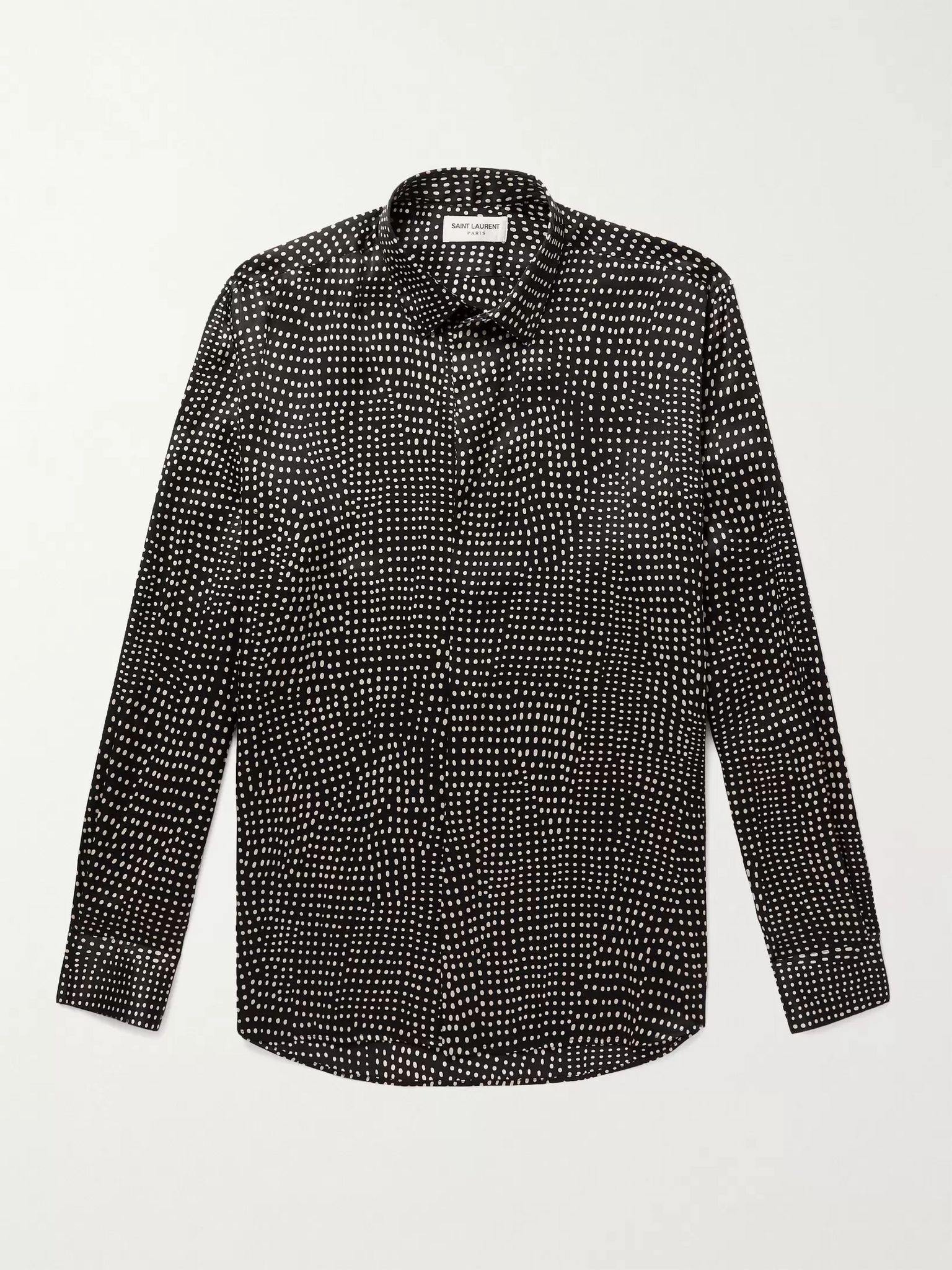 Polka-Dot Silk-Satin Shirt - 1