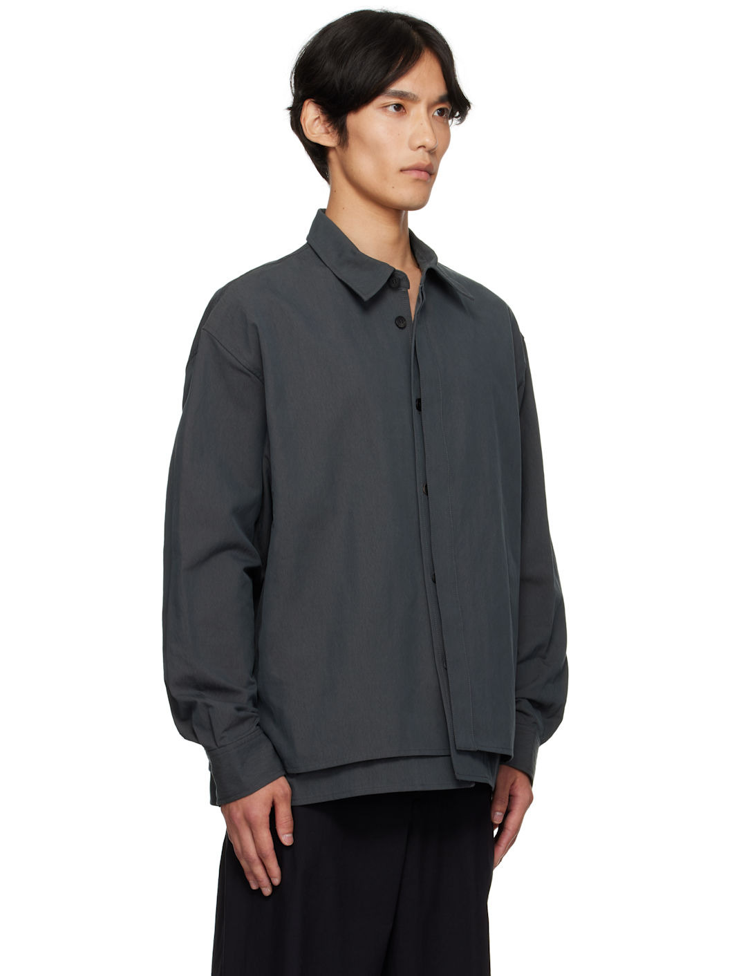 Gray Double Layered Relaxed Shirt - 2