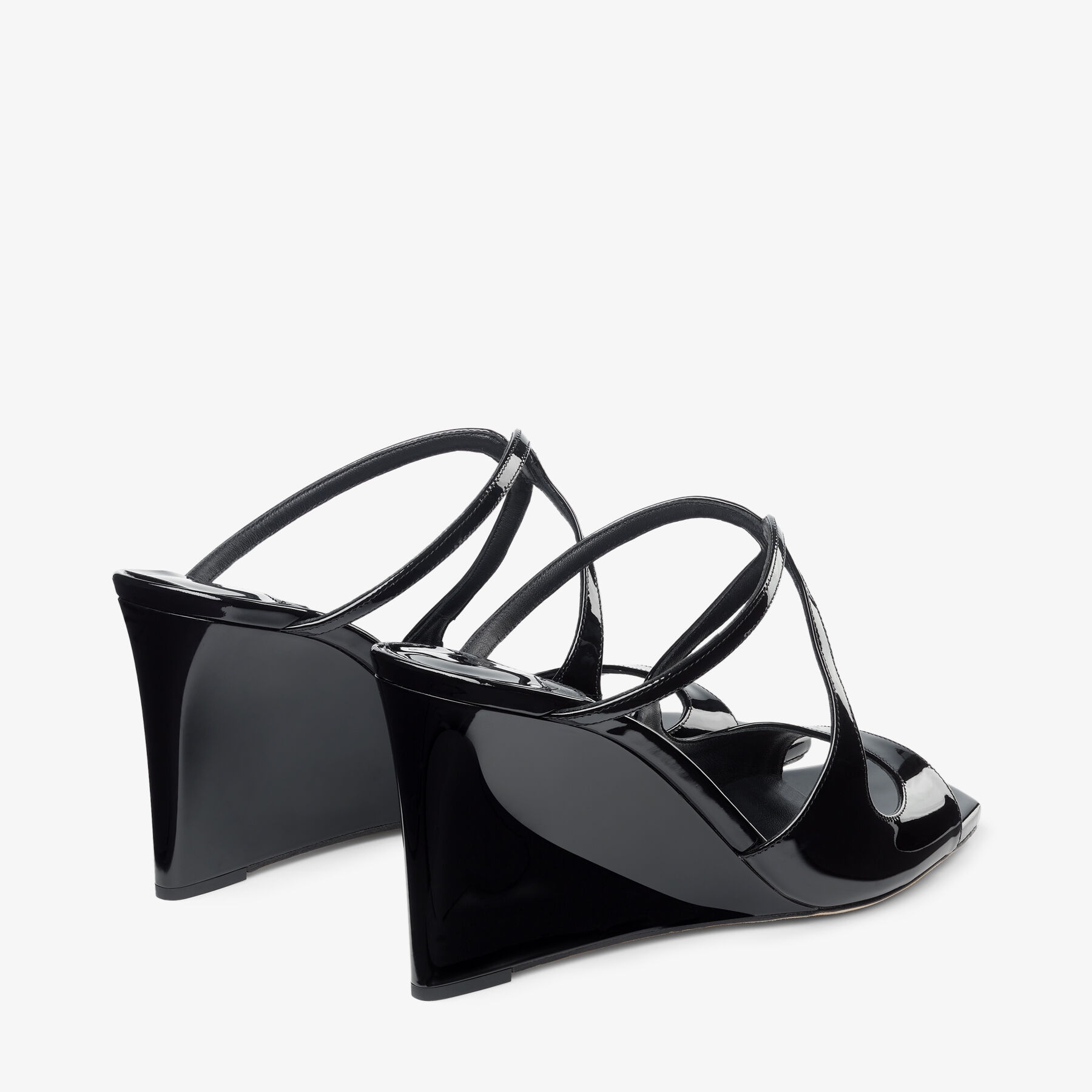 Anise Wedge 85
Black Patent Leather Wedge Mules - 5