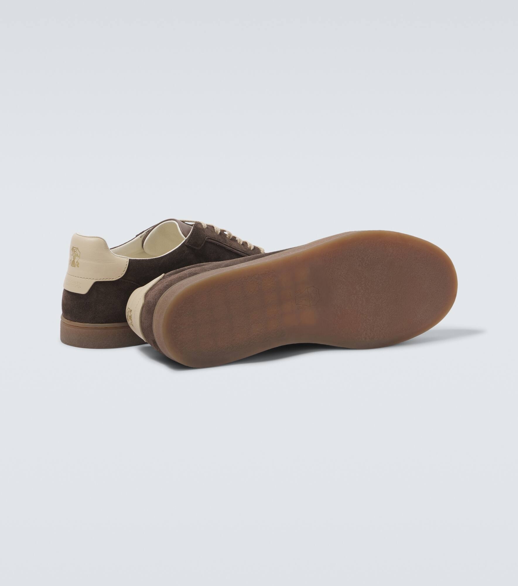 Leather-trimmed suede sneakers - 7