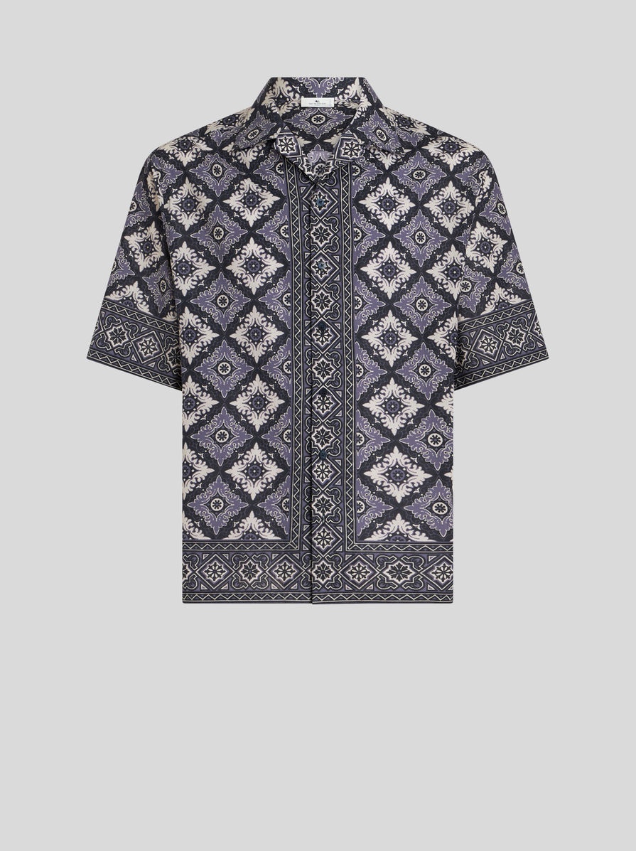 PRINTED COTTON BOWLING SHIRT - 1