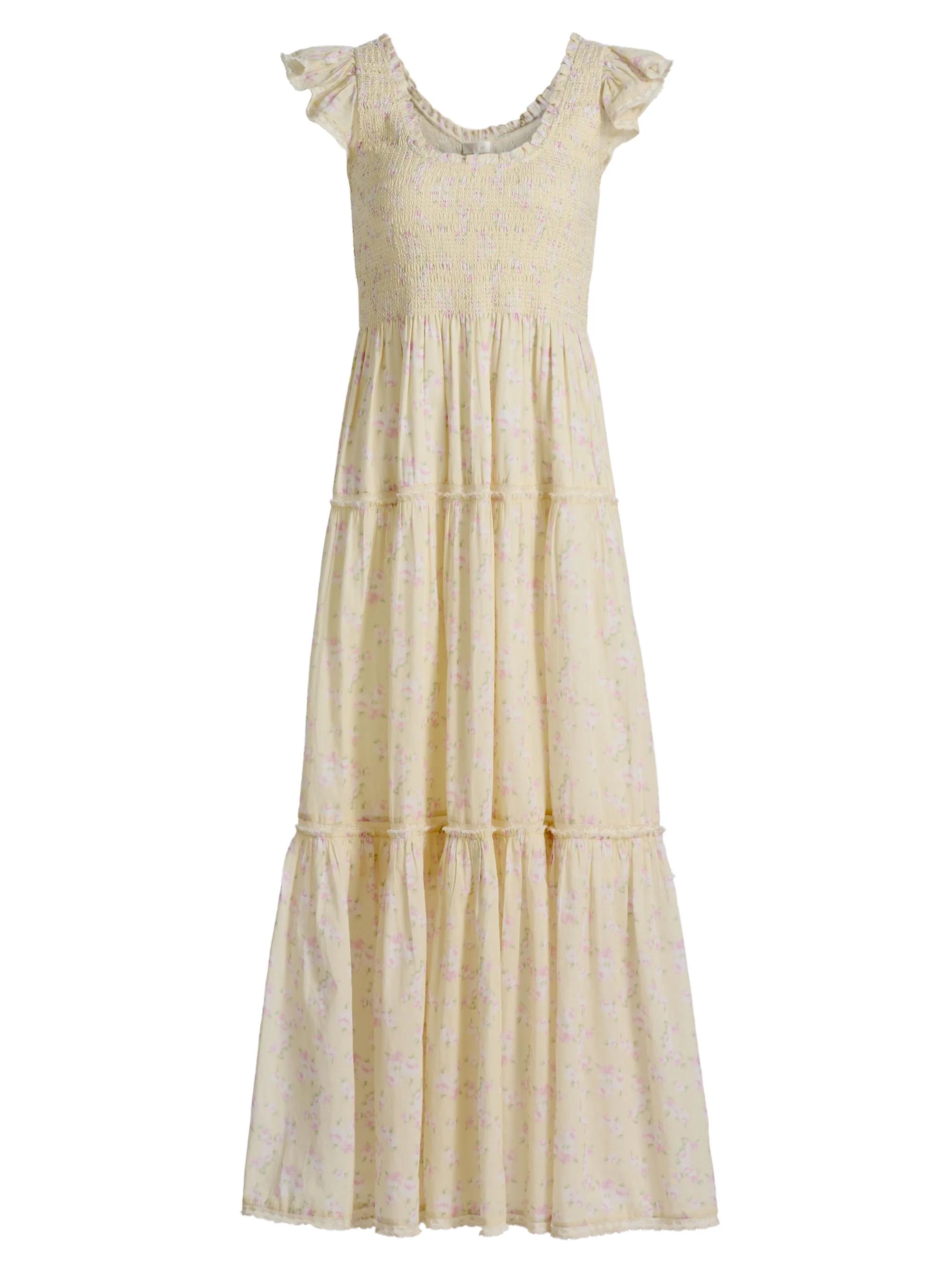 Women's Chessie Floral Cotton Scoopneck Maxi Dress - Lemon Spritz - 1