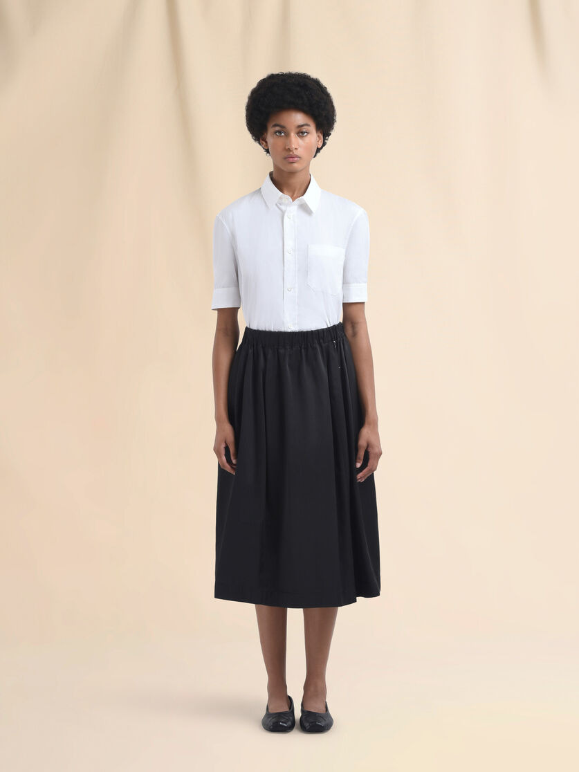 BLACK TAFFETA WIDE SKIRT WITH MARNI SYMBOL - 2