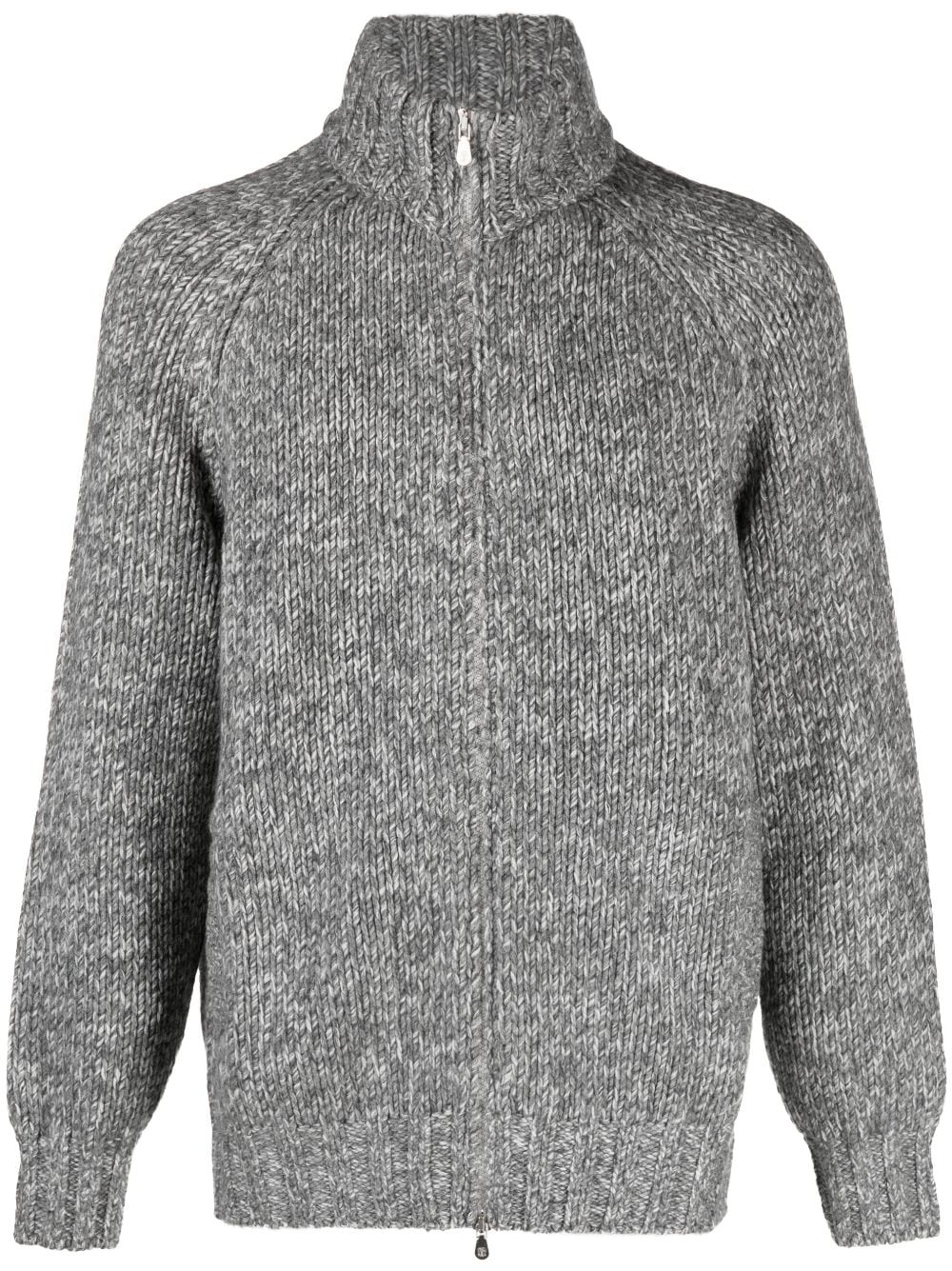 raglan-sleeves zip-up cardigan - 1