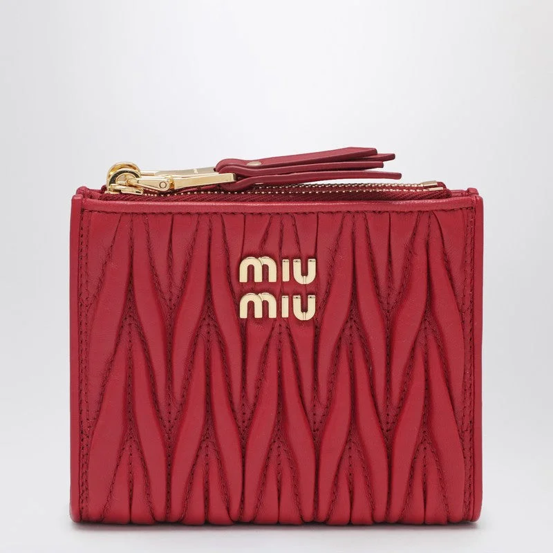 Miu Miu Small Red Quilted Nappa Wallet Women - 1