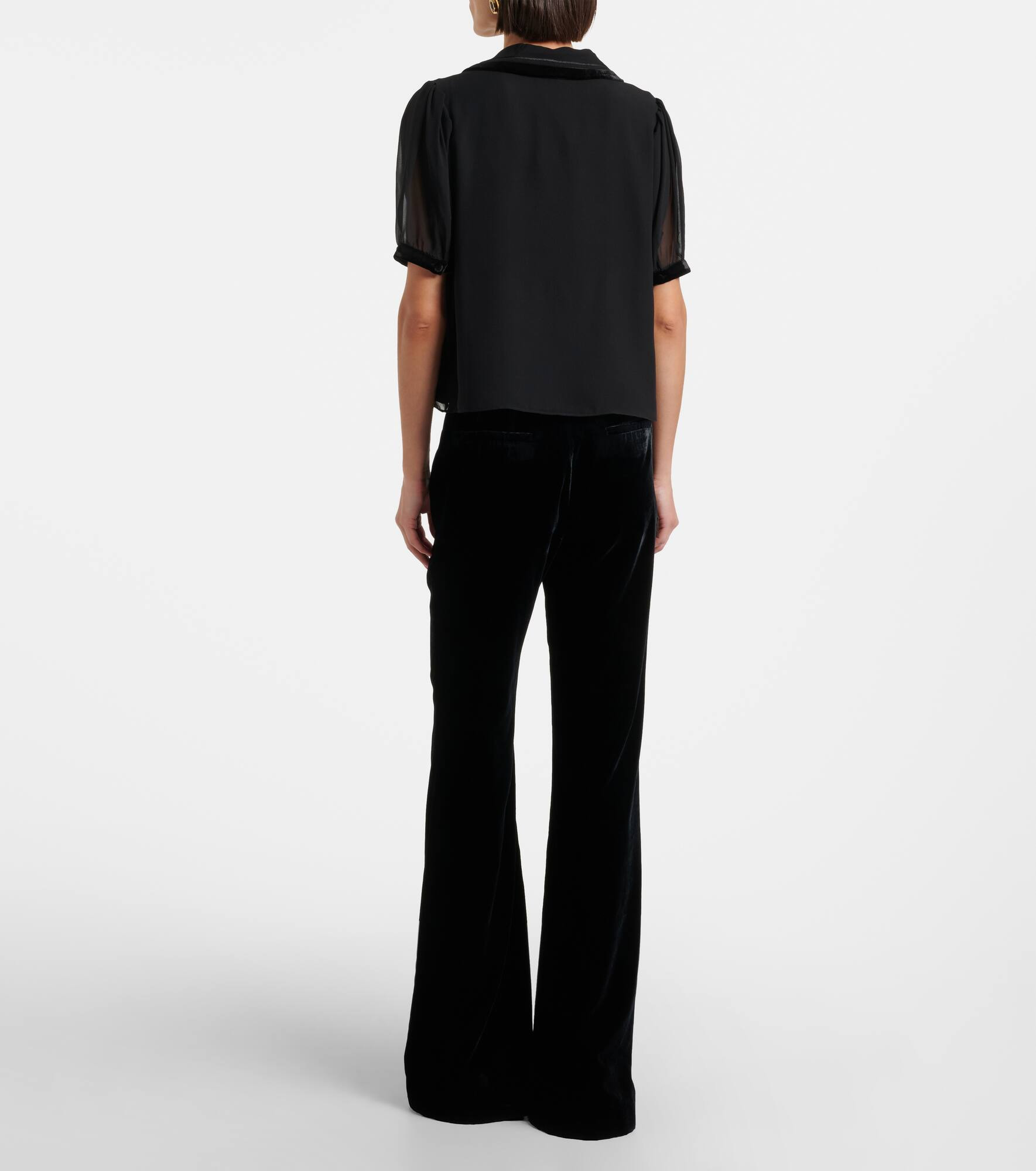 Sailor velvet-trimmed silk blouse - 3