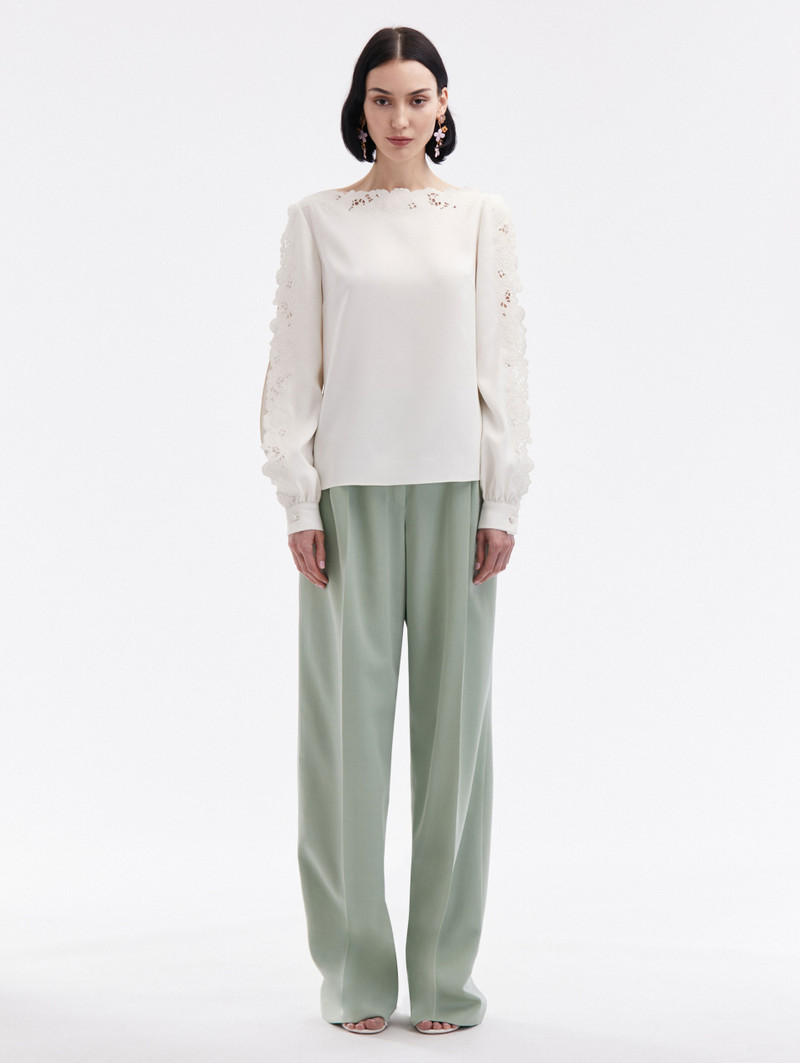 Oscar de la Renta THREADWORK EMBROIDERED BLOUSE outlook