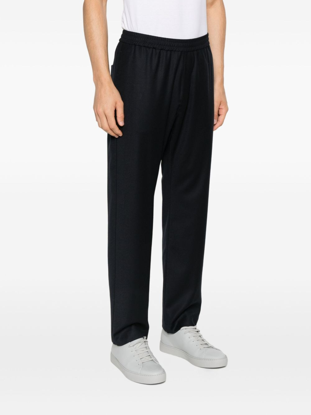 elastic-waist wool trousers - 3